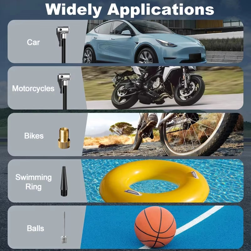 Portable Air Compressor: High-Precision Tire Inflator for Cars, Motorcycles, Bicycles, and Sports Balls