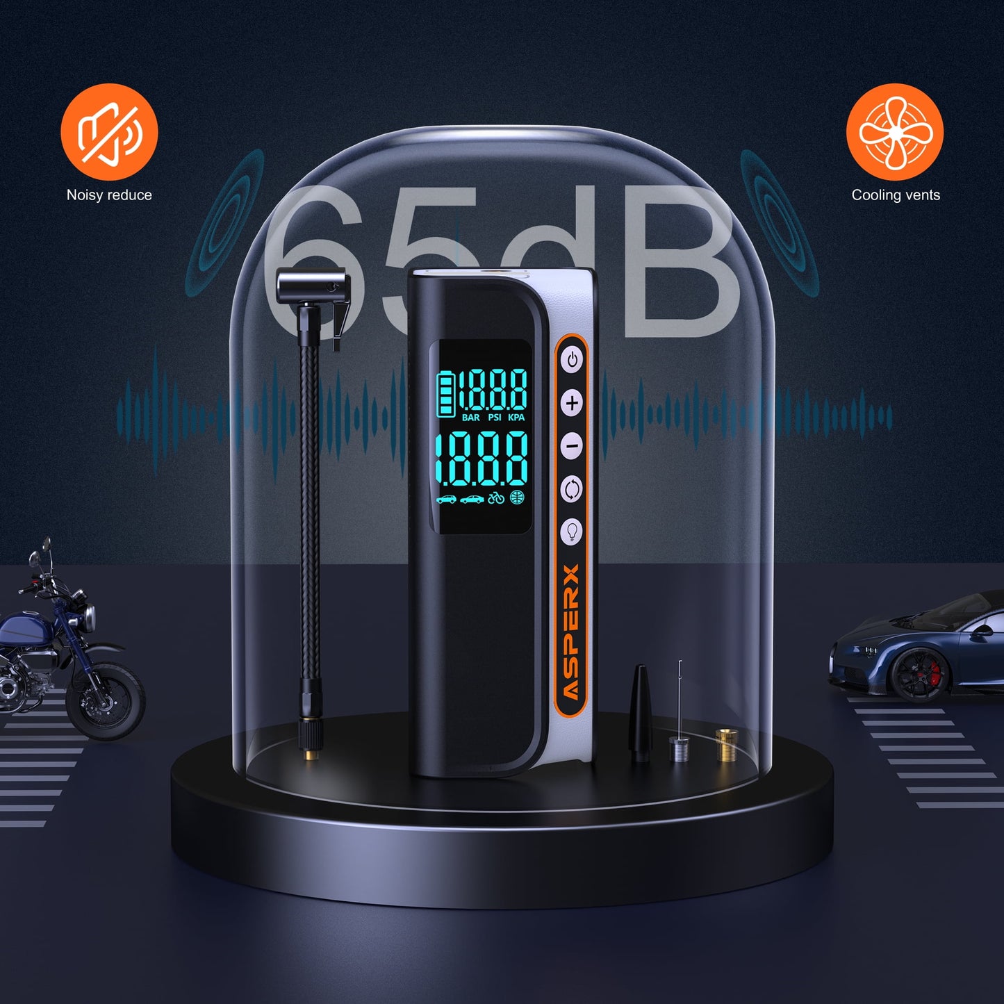Electric Tire Inflator, Portable 160PSI Car Air Compressor with Pressure Detection,Emergency LED Light,Digital Tire Pump-Automatic Shutoff