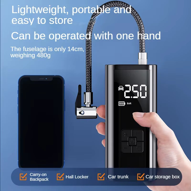 Portable Air Compressor: High-Precision Tire Inflator for Cars, Motorcycles, Bicycles, and Sports Balls
